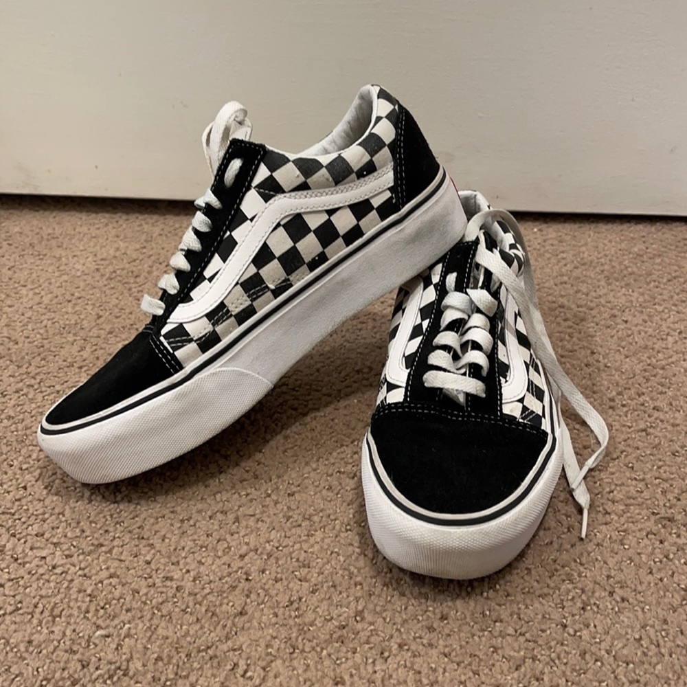Platform checkered vans